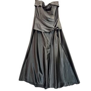 Jessica McClintock Vintage Black Strapless Long Ball Gown Prom Dress Women 16